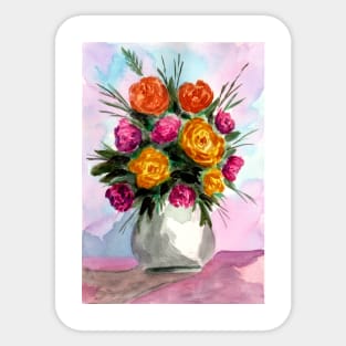 Roses Bouquet in Vase Sticker